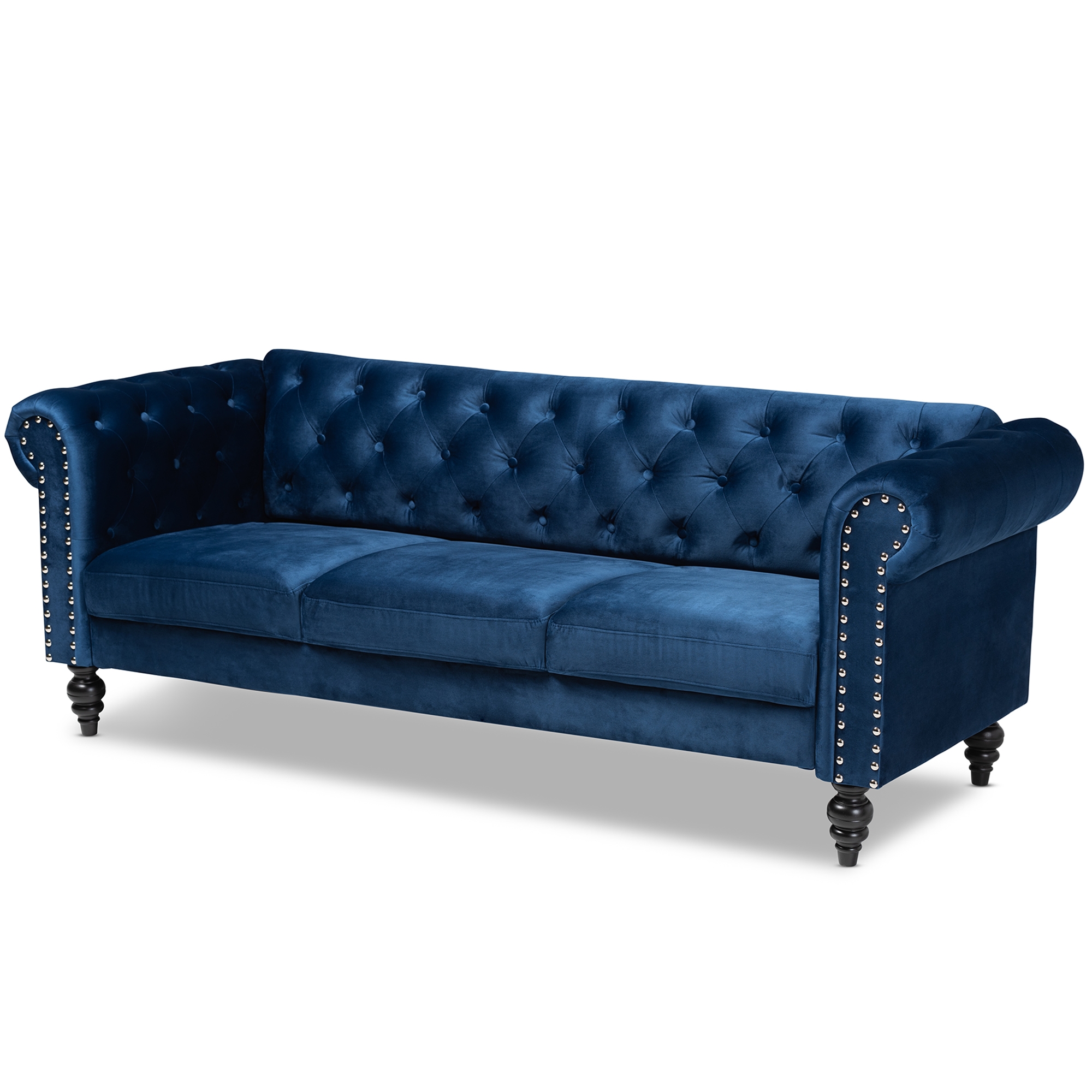 Baxton Studio Emma Traditional and Transitional Navy Blue Velvet